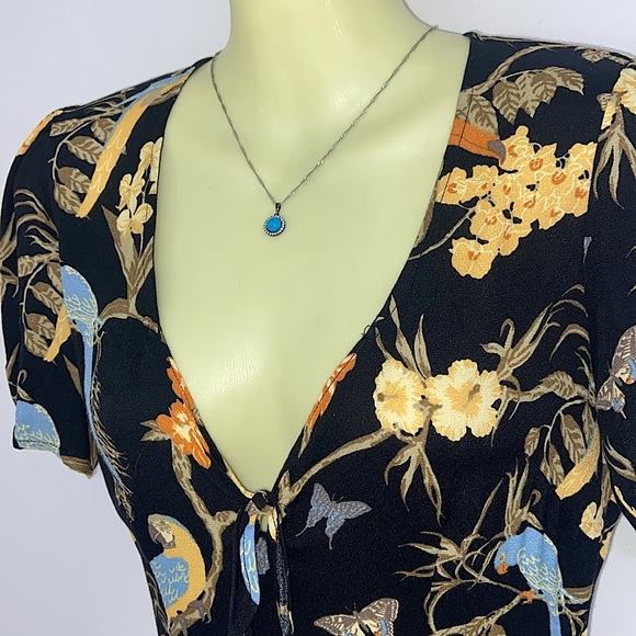 Reformation “Açaí” Dress Mini Tropical Bird Print  Nwot Sz 2 - Picture 2 of 8